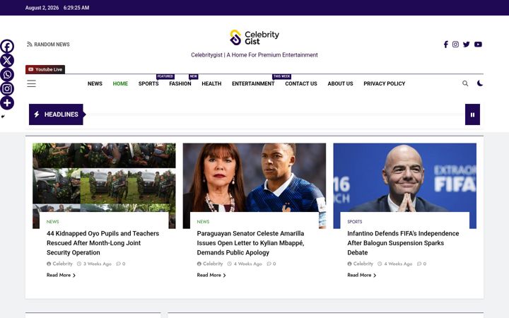 Screenshot of celebritygistblog.com
