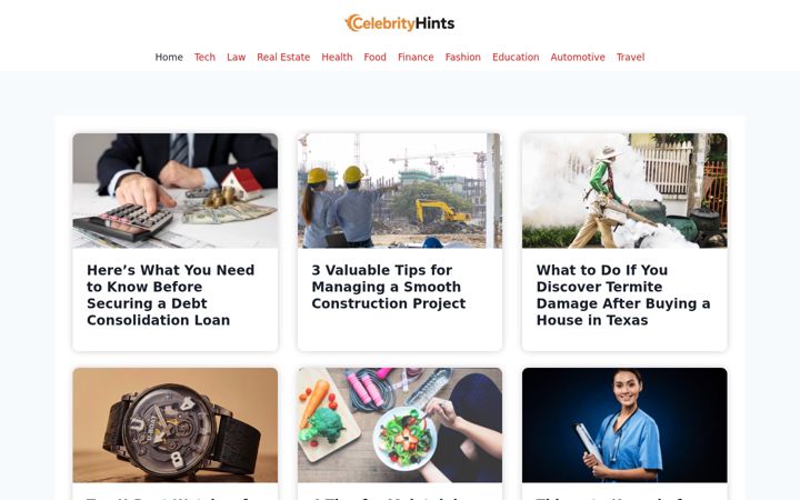 Screenshot of celebrityhints.com
