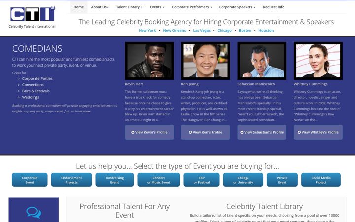 Screenshot ta' celebritytalent.net
