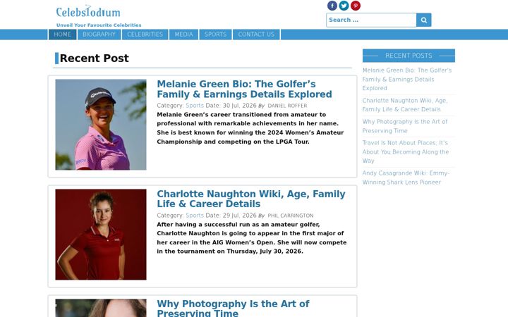 Screenshot of celebspodium.com
