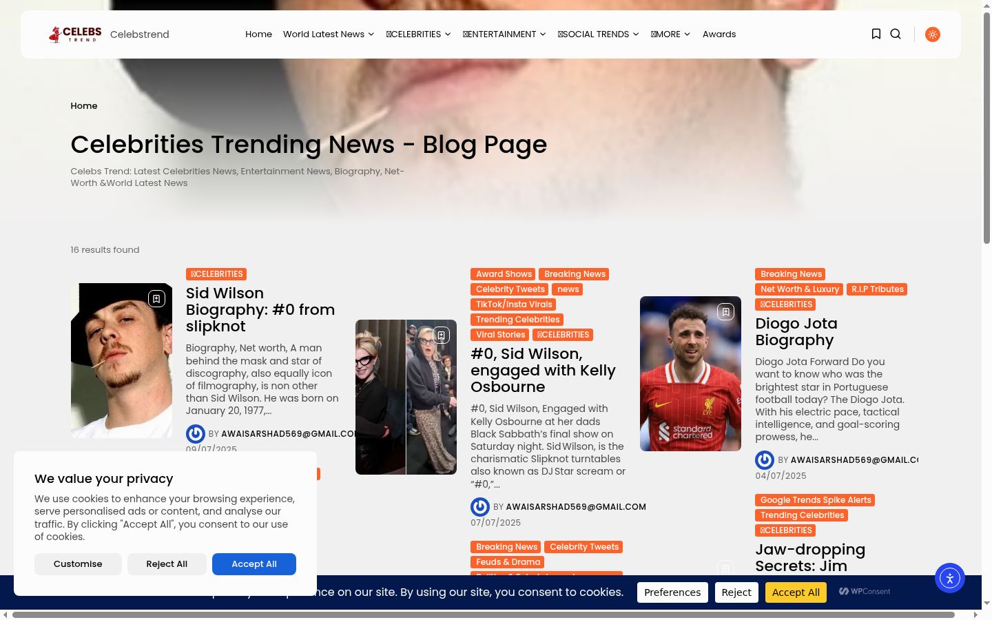 Screenshot of the consent banner shown before any interaction