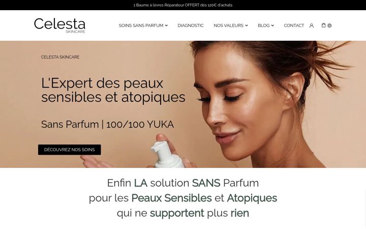 Screenshot von celestaskincare.com