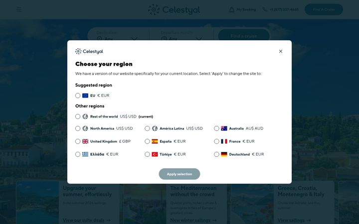 Screenshot of celestyal.com
