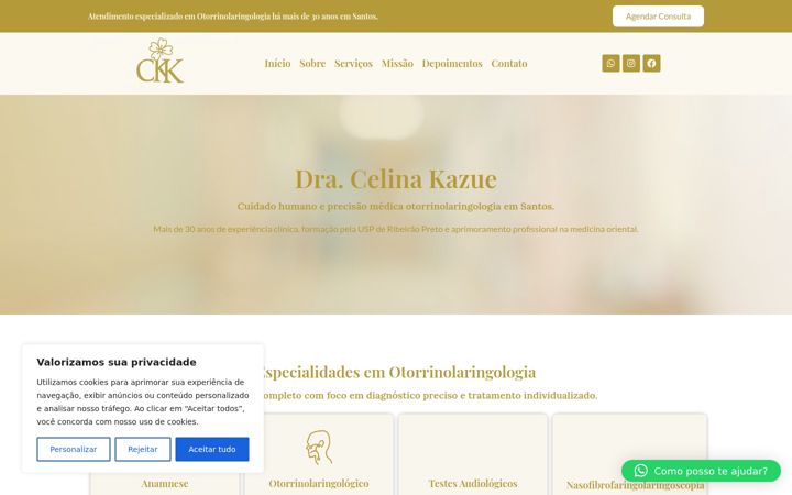 Skærmbillede af celinakashiwaiotorrino.com.br