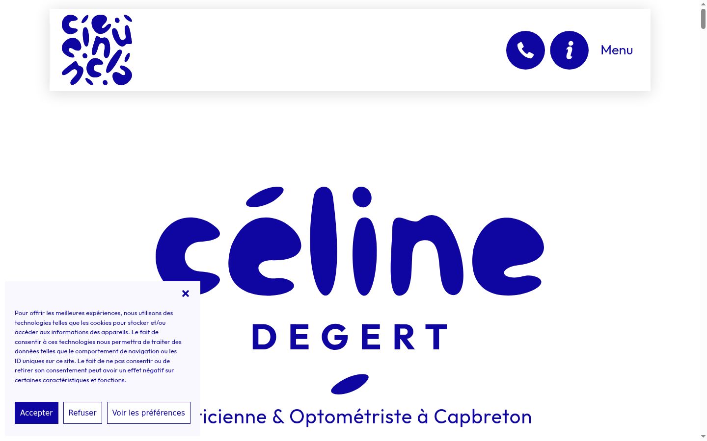 Capture d'écran de la bannière de consentement affichée avant toute interaction