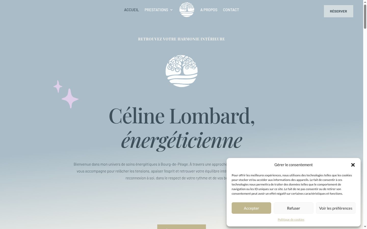 Capture d'écran de la bannière de consentement affichée avant toute interaction