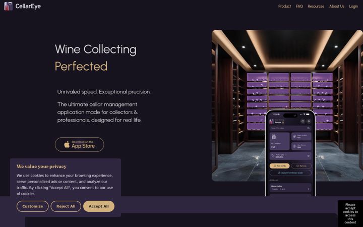 Screenshot of cellareye.com