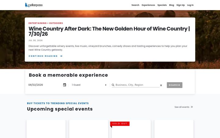 Screenshot of cellarpass.com