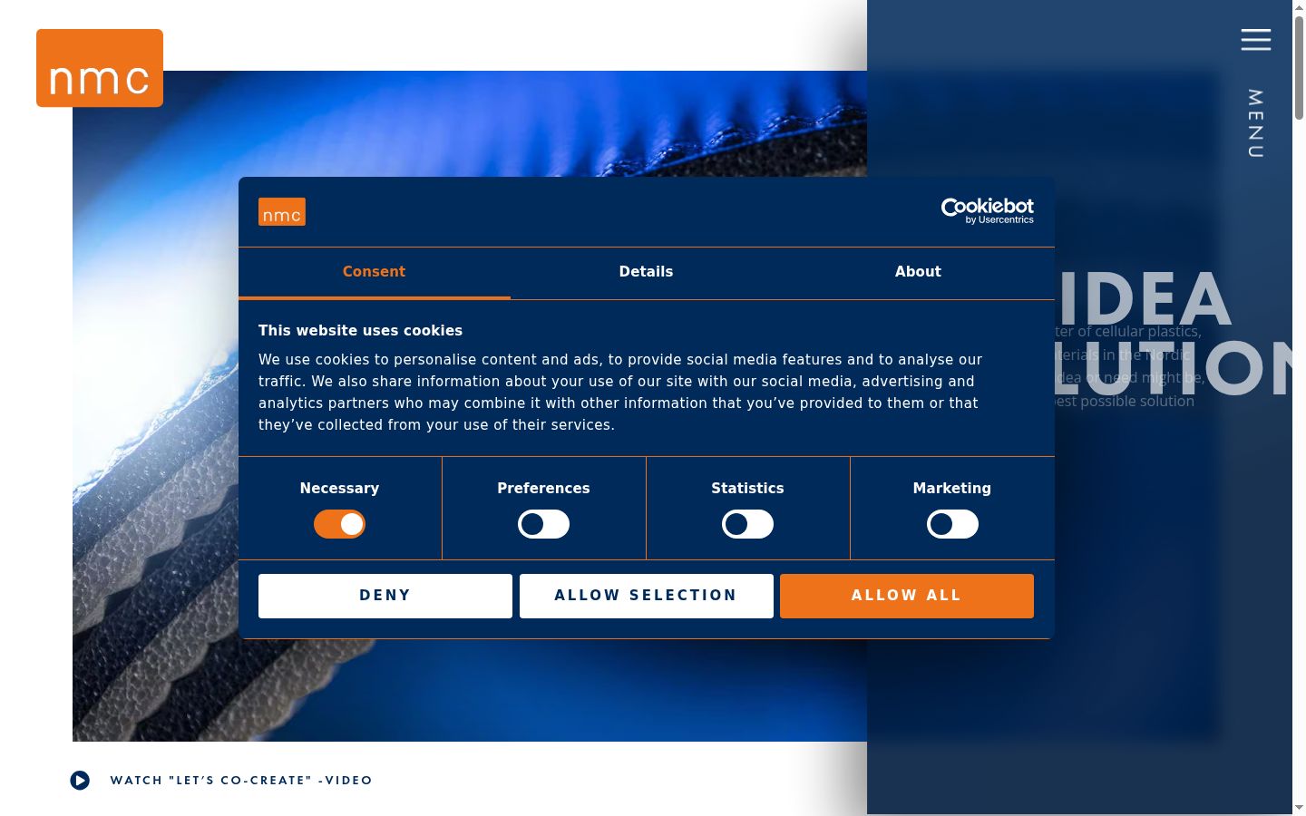 Screenshot of the consent banner shown before any interaction