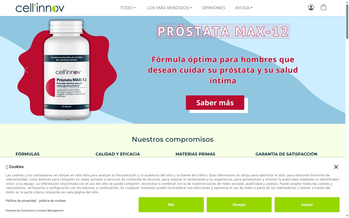 Captura de ecrã do banner de consentimento apresentado antes de qualquer interação