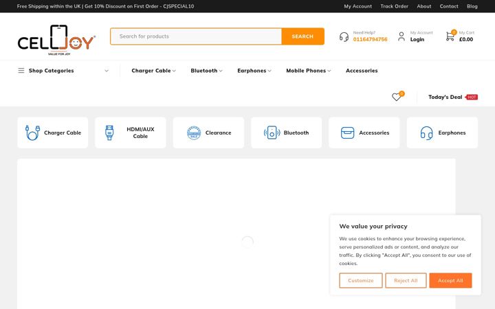 Screenshot ta' celljoy.co.uk