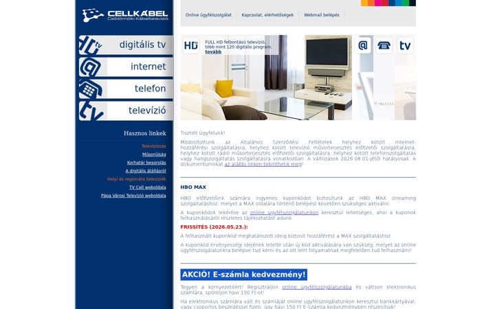 Screenshot of cellkabel.hu