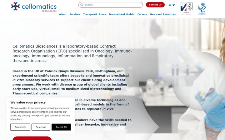 Screenshot of cellomaticsbio.com