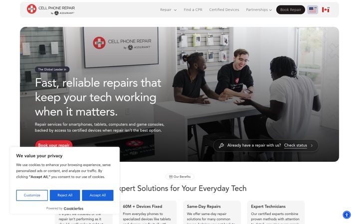 Skærmbillede af cellphonerepair.com