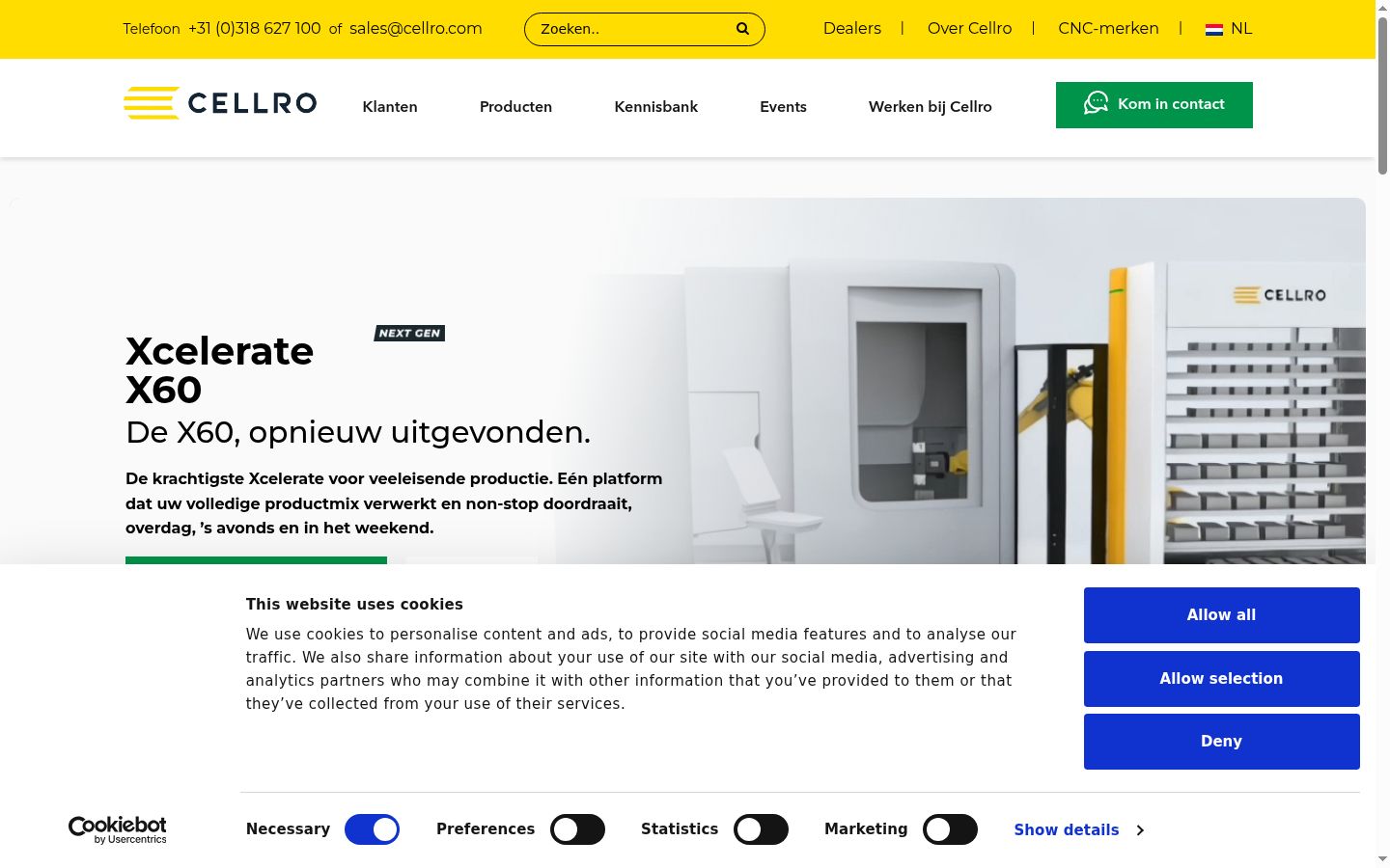 Screenshot del banner di consenso mostrato prima di qualsiasi interazione