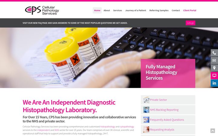 Screenshot ta' cellularpathologyservices.co.uk