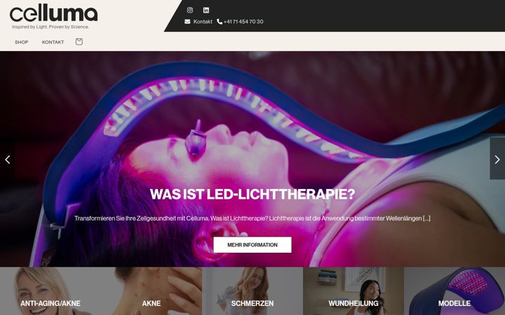 Screenshot of celluma-led-therapy.de
