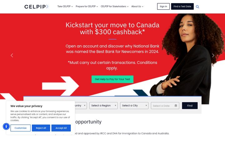 Screenshot of celpip.ca