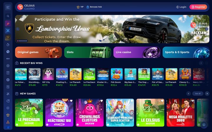 Screenshot of celsiuscasino.com