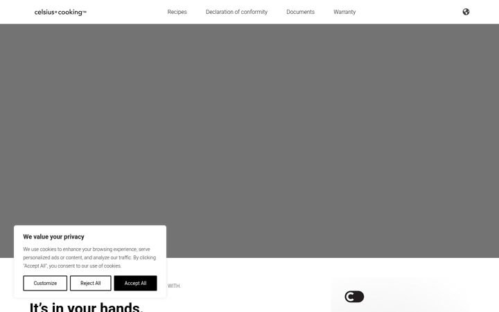 Screenshot of celsiuscooking.com