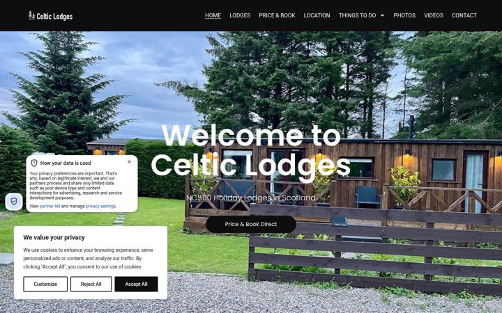 Screenshot of celtic-lodges.com