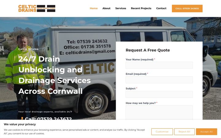 Screenshot of celticdrains.com