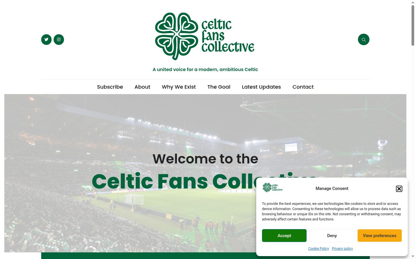 Screenshot van de toestemmingsbanner zoals getoond vóór enige interactie