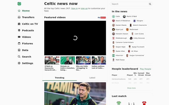 Screenshot of celticnewsnow.com