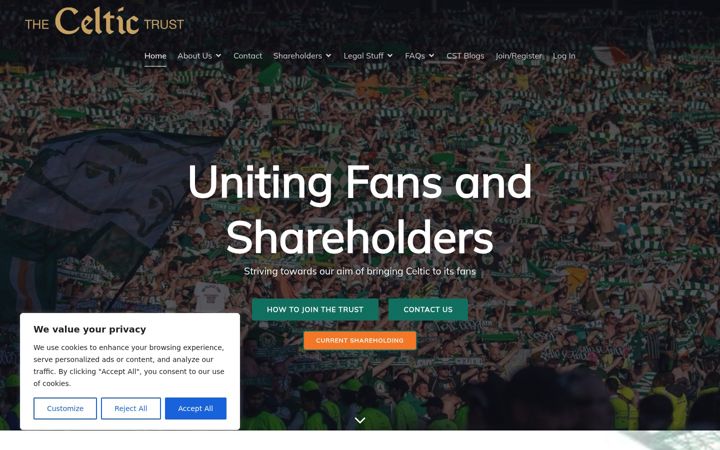 Captură de ecran a celtictrust.net