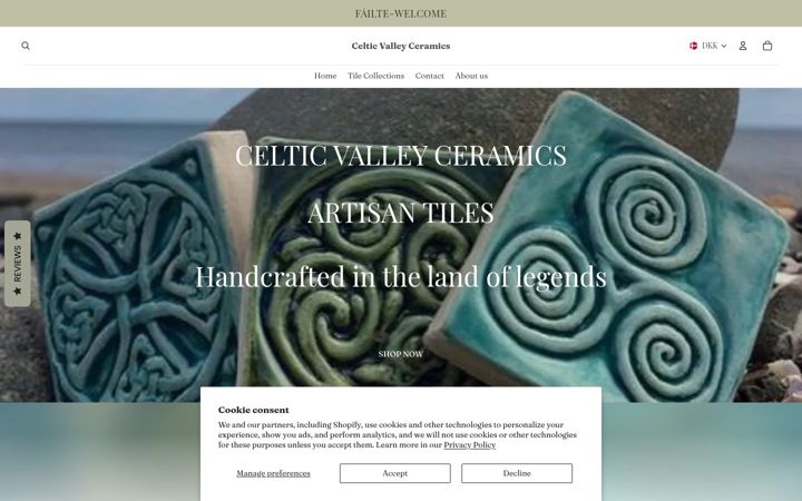 Screenshot of celticvalleyceramics.com