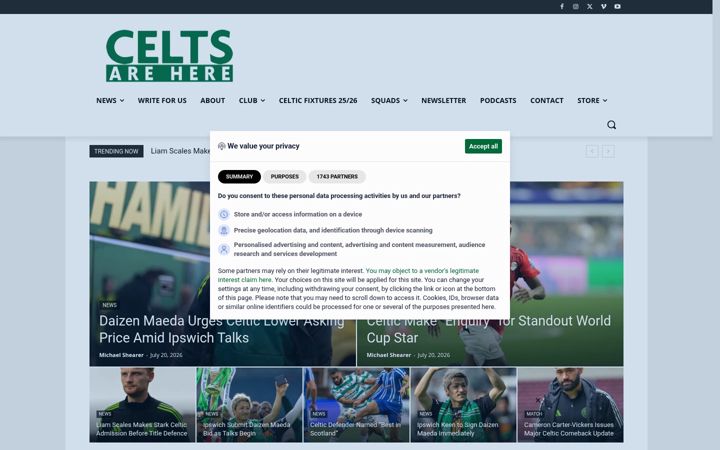 Screenshot of celtsarehere.com