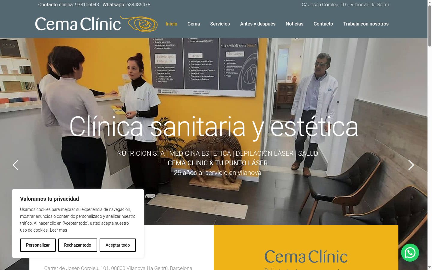 Captura de ecrã do banner de consentimento apresentado antes de qualquer interação