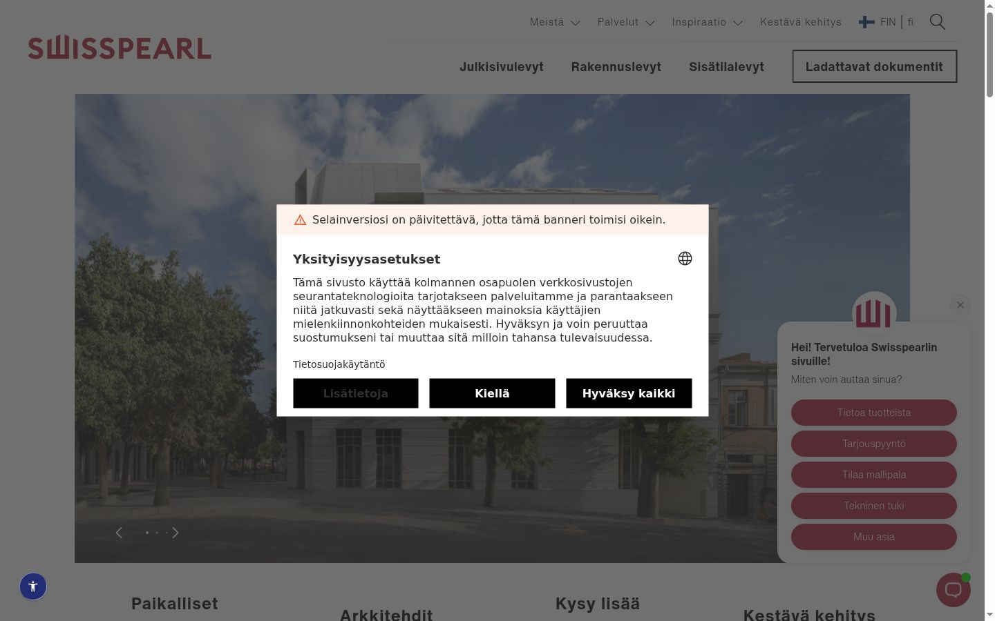 Screenshot del banner di consenso mostrato prima di qualsiasi interazione