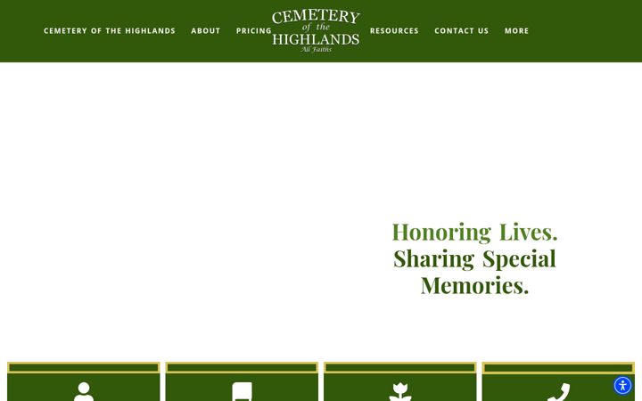 Screenshot of cemeteryofthehighlands.com