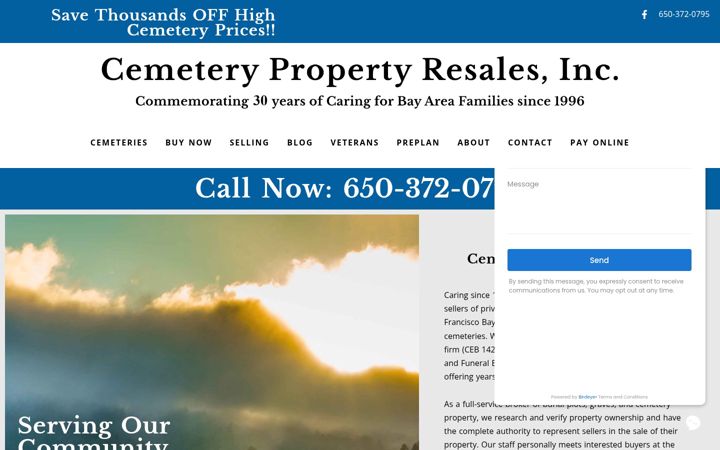 Screenshot of cemeteryproperty.com