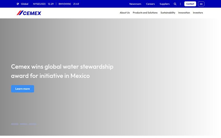Screenshot stránky cemex.com