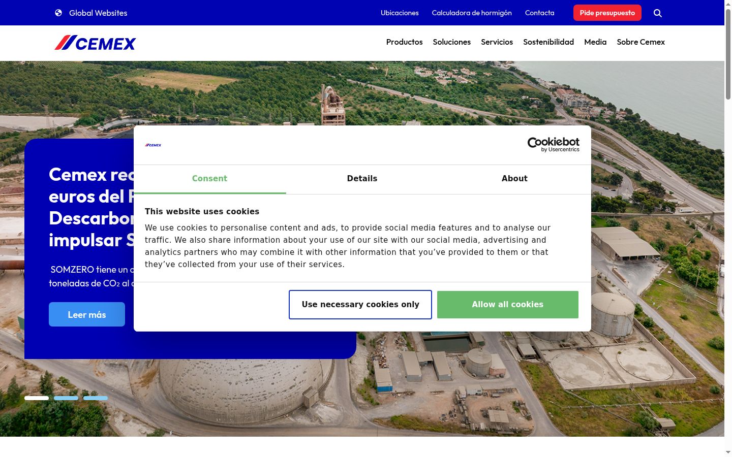 Screenshot del banner di consenso mostrato prima di qualsiasi interazione