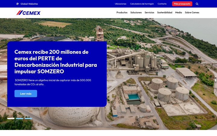 Snímek obrazovky cemex.es