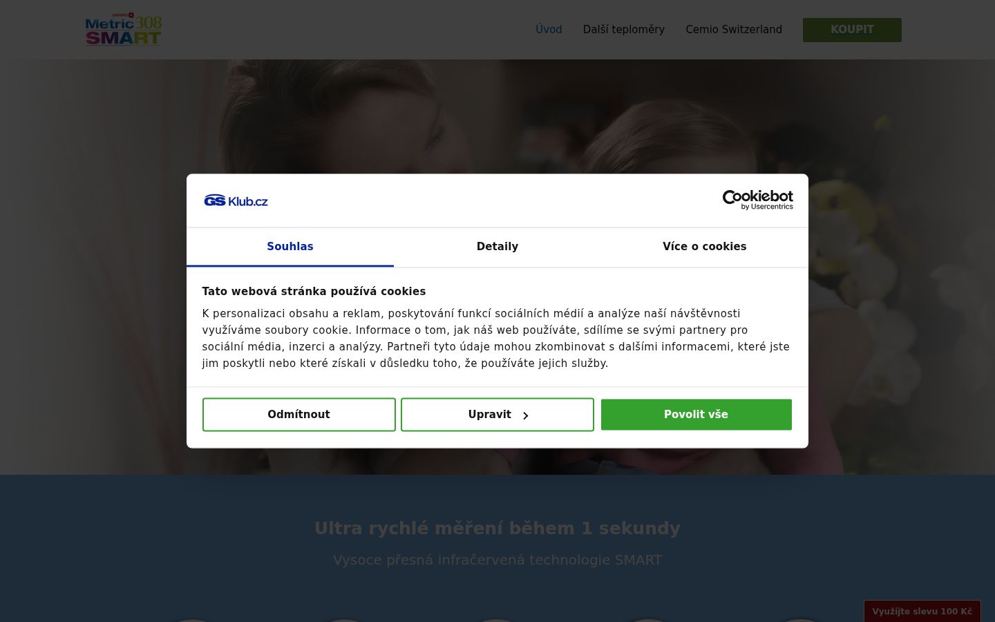 Snímka obrazovky banera súhlasu zobrazeného pred akoukoľvek interakciou
