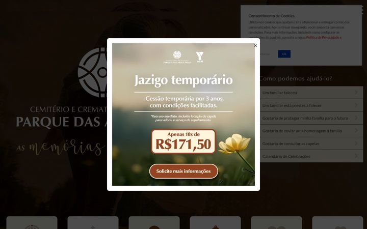 Captură de ecran a cemiteriodasaraucarias.com.br