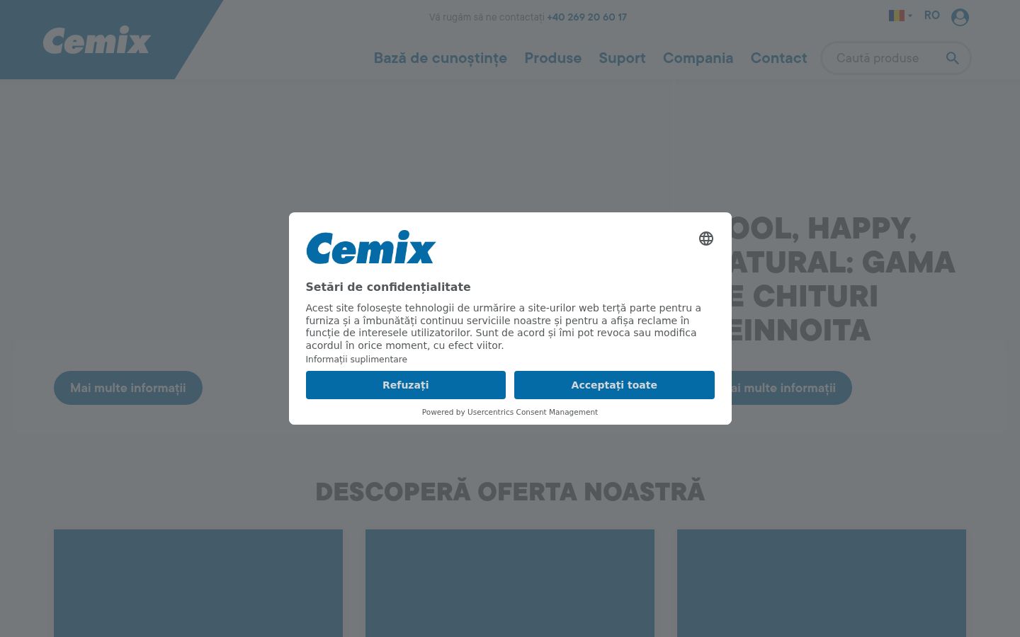 Captura de ecrã do banner de consentimento apresentado antes de qualquer interação
