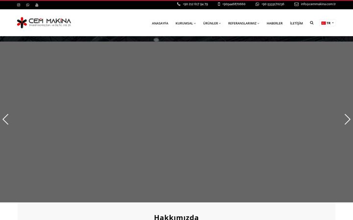 Kuvakaappaus sivustosta cemmakina.com.tr
