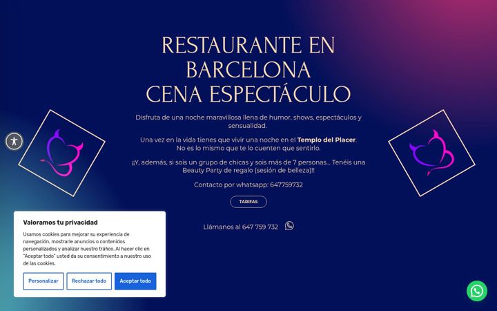Screenshot of cenasdespedidasbarcelona.com