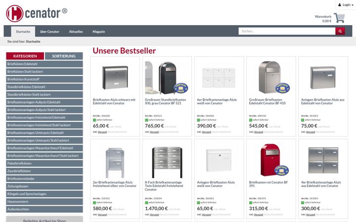 Screenshot of cenator.de