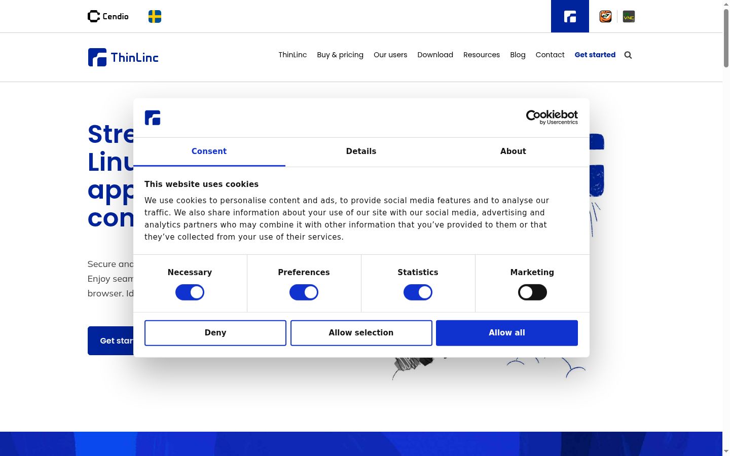 Screenshot of the consent banner shown before any interaction