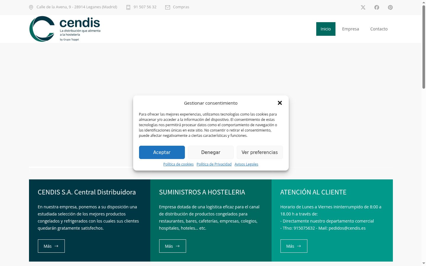 Screenshot del banner di consenso mostrato prima di qualsiasi interazione