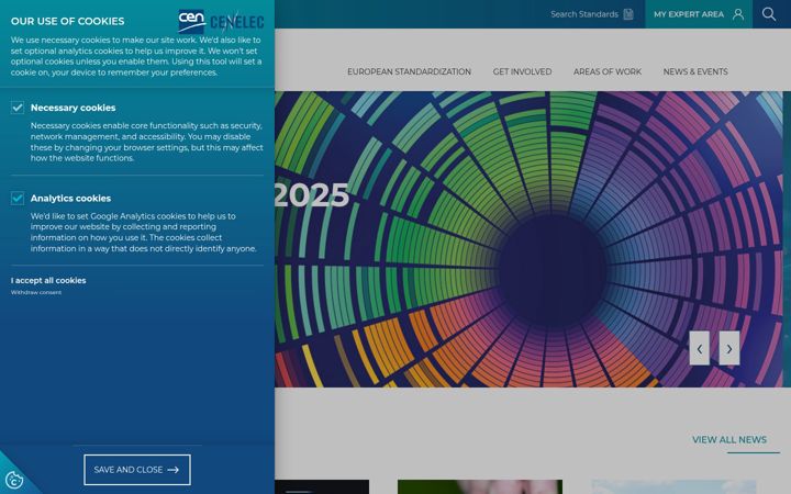 Screenshot of cenelec.eu