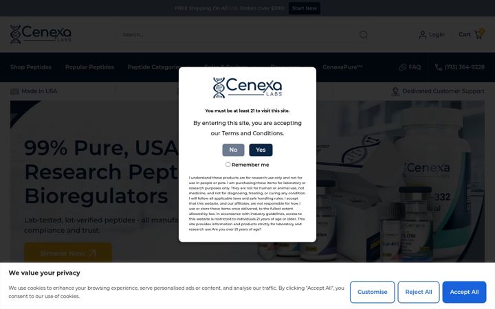 Screenshot of cenexalabs.com