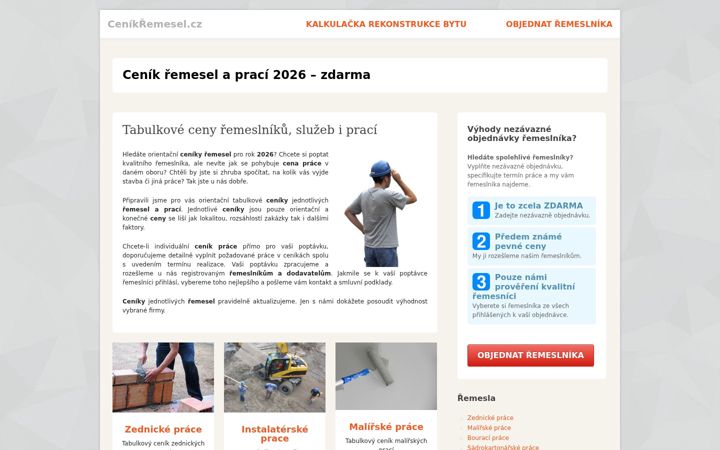 Képernyőkép: cenikremesel.cz