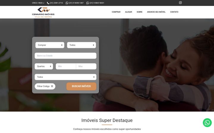 Skärmbild av cennarioimoveisviladaserra.com.br